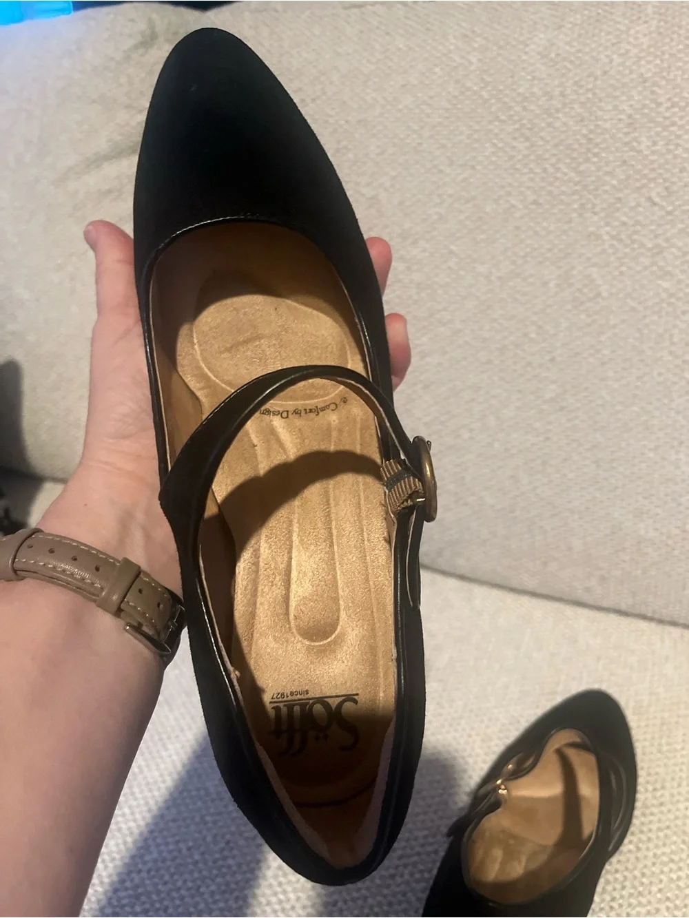 Sofft Petra Black Suede Mary Jane Shoes - Picture 7 of 10